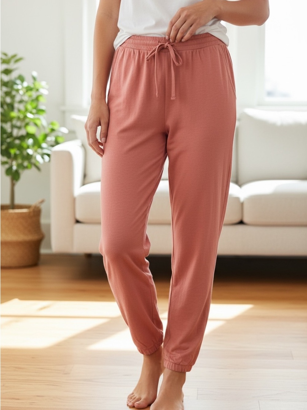 Auden Relaxed Drawstring Joggers - Rose